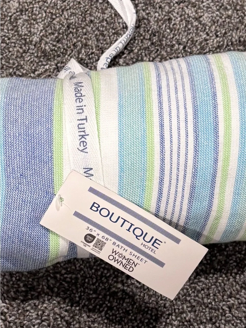 Striped Bath Sheet in Blue & Green